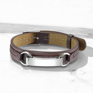 Armband Braun Gravurschild Silber
