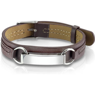 Armband Braun Gravurschild Silber