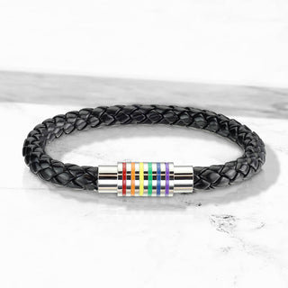 Armband Schwarz Geflochten Regenbogen Magnet