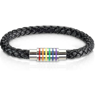 Armband Schwarz Geflochten Regenbogen Magnet