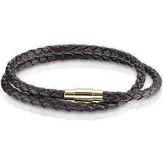 Armband Doppelreihe Braun Geflochten Gold Verschluss Magnet