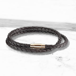 Armband Doppelreihe Braun Geflochten Roségold Verschluss Magnet