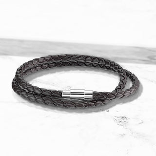 Armband Doppelreihe Braun Geflochten Silber Verschluss Magnet
