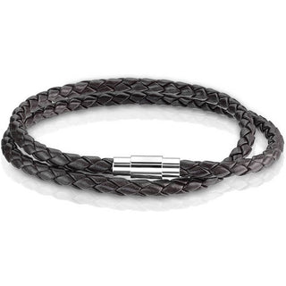 Armband Doppelreihe Braun Geflochten Silber Verschluss Magnet