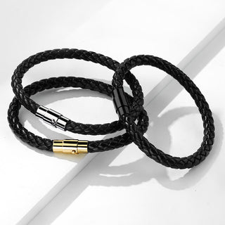 Armband Schwarz Geflochten Gold Verschluss Magnet
