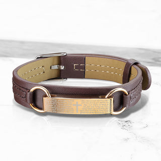Armband Braun Kreuz Gold Vaterunser