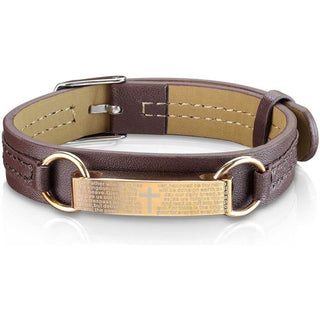 Armband Braun Kreuz Gold Vaterunser