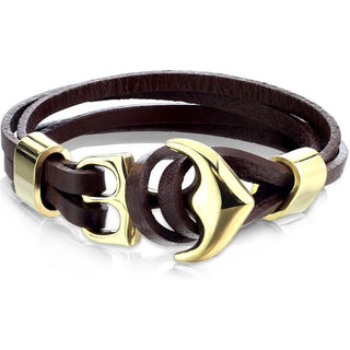 Armband Braun Anker Gold PVD
