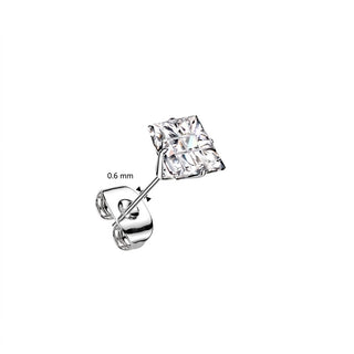 Stud Earring 316L Earring Multi Faceted Square Grid Gem 1 Pair