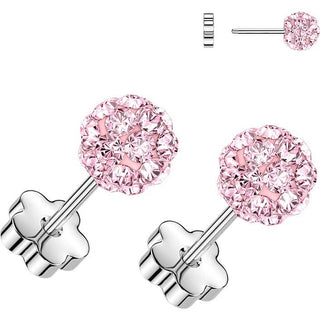 Earring pave crystal ball 1 pair