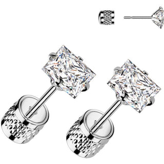 Stud Earring zirconia prong setting
