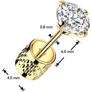 Stud Earring round zirconia prong setting