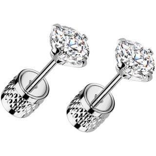 Stud Earring round zirconia prong setting