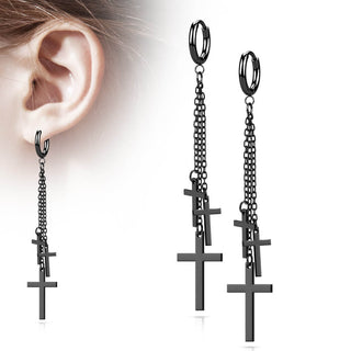 Ohrring Kette Kreuz beweglich Clicker