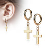 Earring 316L Hinged Hoop Earring Cross Dangle 1 Pair Clicker