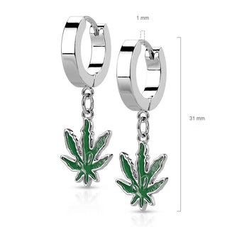 Ohrring Hanfblatt beweglich Clicker
