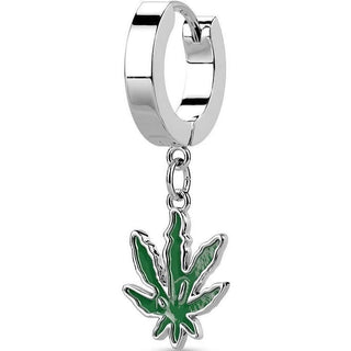 Ohrring Hanfblatt beweglich Clicker
