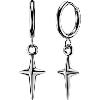 Earring solid star cross dangle 1 pair