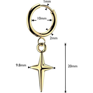 Earring solid star cross dangle 1 pair