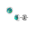 Ohrstecker Opal Rund Silber