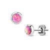 Ohrstecker Opal Rund Silber