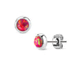Ohrstecker Opal Rund Silber