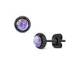 Ohrstecker Opal Rund Schwarz