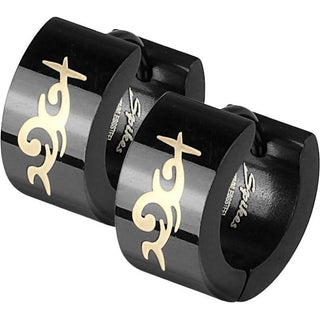 Ohrring Tribal Schwarz Gold Clicker