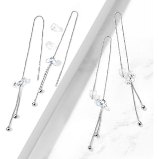 Silber 925 Ohrstecker Ketten beweglich Silber