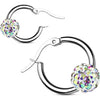 Earring 316L Hoop Earrings Colored Crystal Ball 1 Pair