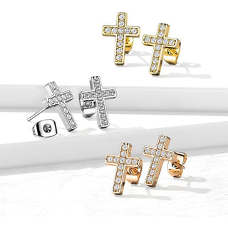 Ohrstecker Kreuz Zirkonia