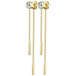 Ohrstecker Zirkonia Rund Kette beweglich