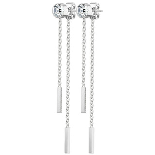 Ohrstecker Zirkonia Rund Kette beweglich