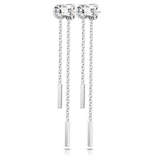 Ohrstecker Zirkonia Rund Kette beweglich