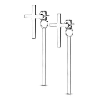Ohrstecker Kreuz Stab beweglich