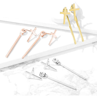 Ohrstecker Kreuz Stab beweglich