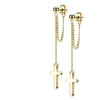 Ohrstecker Kreuz Kette beweglich