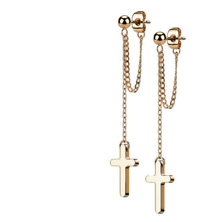 Ohrstecker Kreuz Kette beweglich