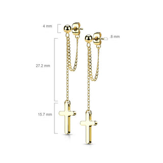 Ohrstecker Kreuz Kette beweglich