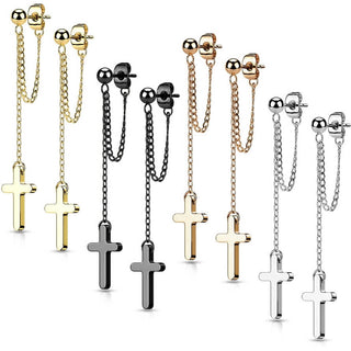 Ohrstecker Kreuz Kette beweglich