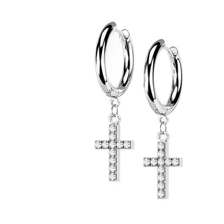 Ohrring Kreuz Zirkonia beweglich Clicker