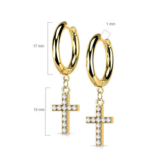 Ohrring Kreuz Zirkonia beweglich Clicker