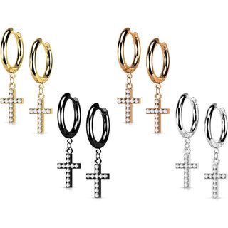 Ohrring Kreuz Zirkonia beweglich Clicker