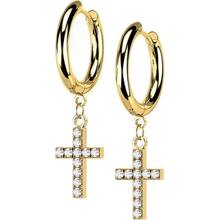 Ohrring Kreuz Zirkonia beweglich Clicker