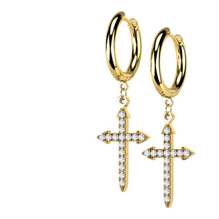 Ohrstecker Kreuz Zirkonia beweglich