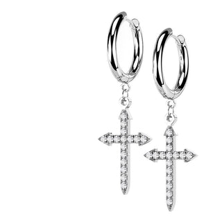 Ohrstecker Kreuz Zirkonia beweglich