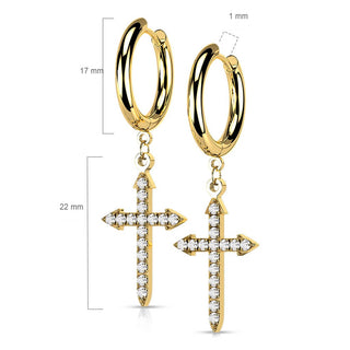 Ohrstecker Kreuz Zirkonia beweglich