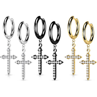 Ohrstecker Kreuz Zirkonia beweglich