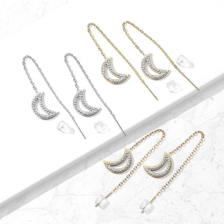 Ohrstecker Mond Kette beweglich Zirkonia