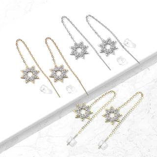 Ohrstecker Schneeflocke Kette beweglich Zirkonia